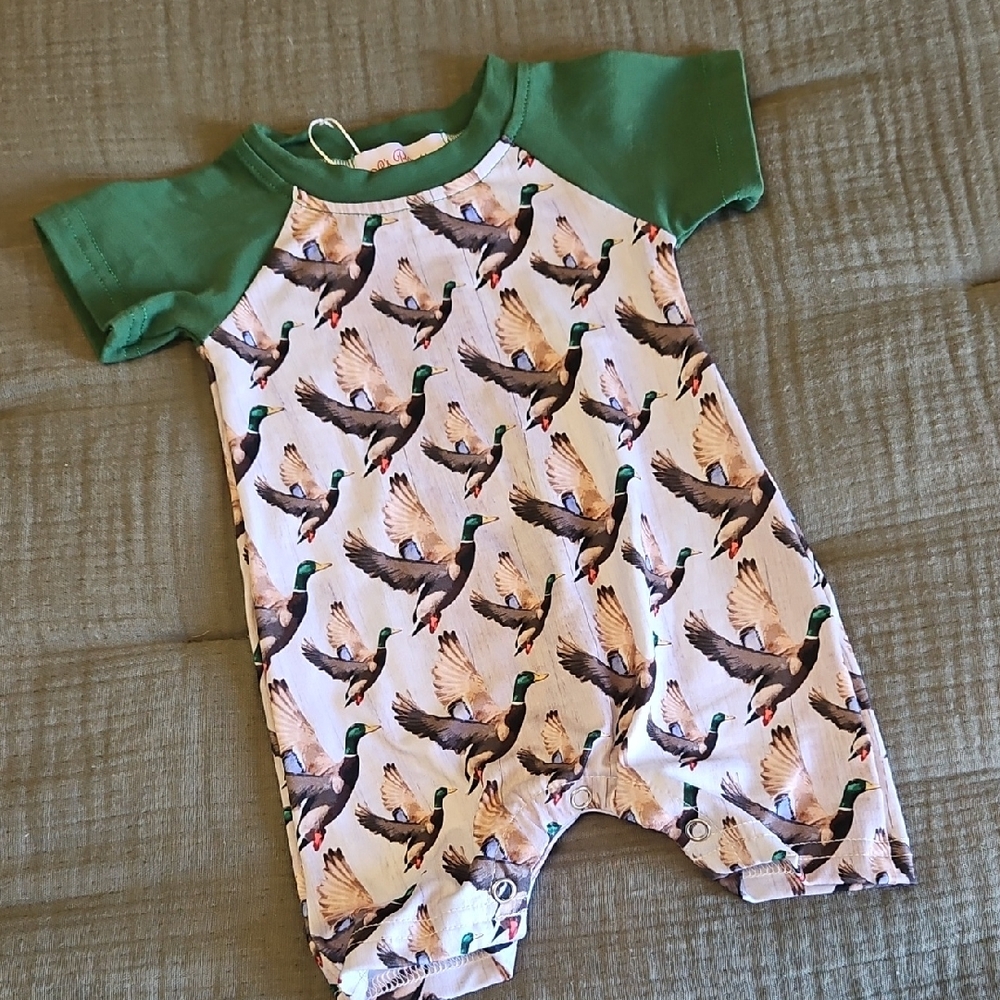 Green and Tan Mallard Duck Romper